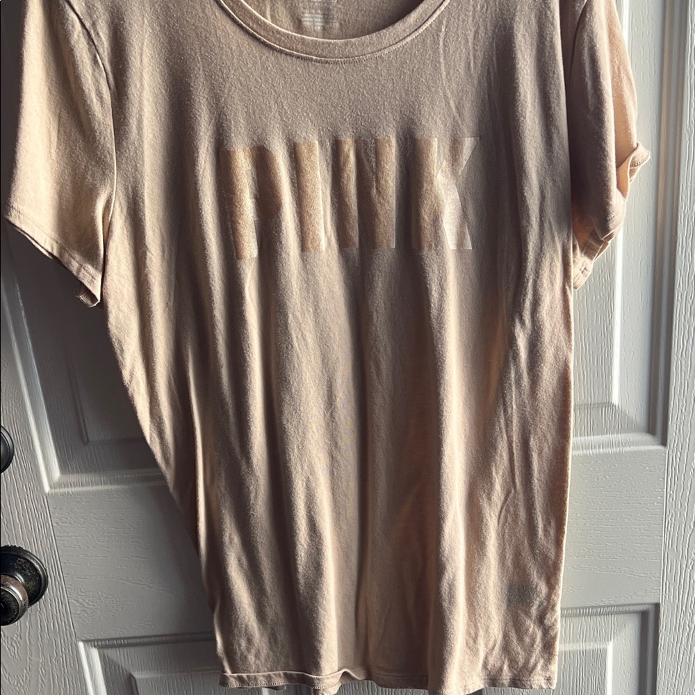 PINK Victoria's Secret Light Tan Short Sleeve Tee